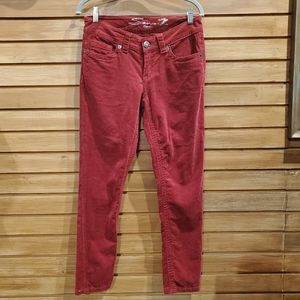 Red skinny corduroy pants sz 8P 7 For All Mankind